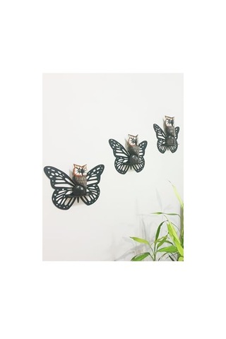 Notpa 3'lü Dekoratif Kelebek Duvar Rafı Seti Siyah 27x25 Cm, Kututrkelebekraf Diğer