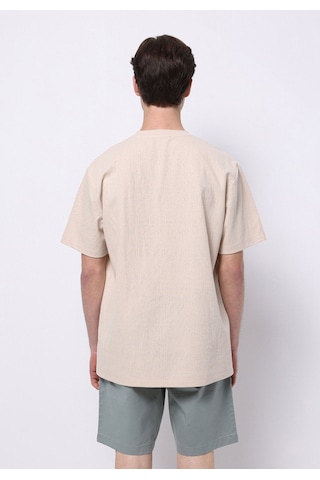 Colin's Colins Comfort Fit Yuvarlak Yaka Jakarlı Erkek Bej Kısa Kol Tişört Cl1074855 Q1.v2 Beı Bej