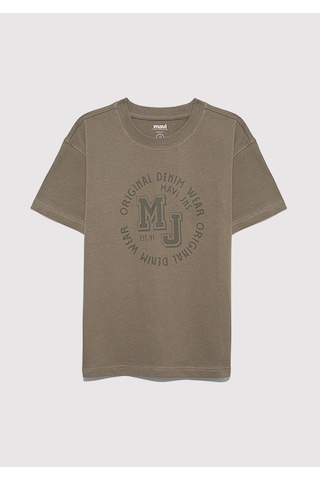 Mavi - Mj Logo Baskılı Haki Tişört 6610395-86961 Yeşil