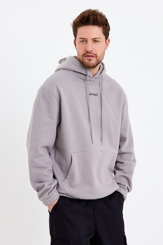 JAHR MARC Açık Gri Nakışlı Oversize Erkek Sweatshirt Krem