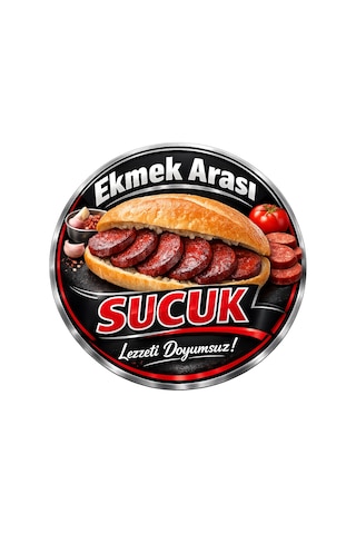 Mayeka Ekmek Arası Sucuk Temalı Büfeler Cafeler Köfteciler İçin Ahşap Duvar Kapı Dekoratif Süs Tablo