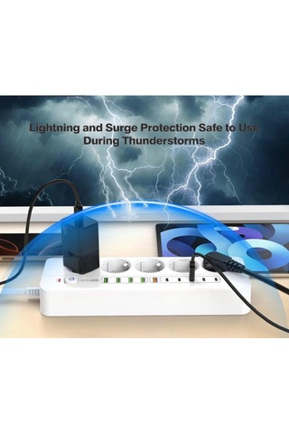 Rose Teknoloji Akım Korumalı 5 Priz / 5 Usb / 5 Type-c Girişli 2 M Uzatma Kablolu Priz 0 - 2 M