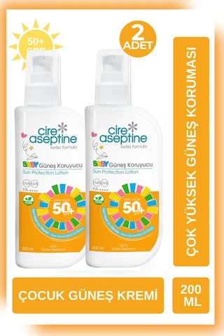 Cire Aseptine Bebek Güneş Koruyucu Losyon Spf50 200 Ml 2 Adet
