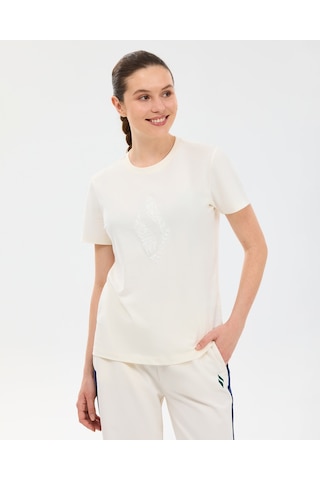 Skechers W Regular Fit Graphic T-shirt Kadın Beyaz Tshirt S2610057-3855