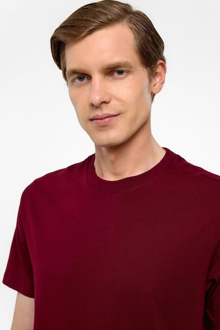 Koyu Bordo Regular Düz Bisiklet Yaka Tişört-38577 Koyu Bordo