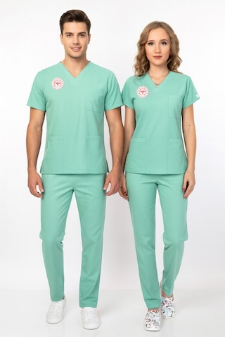 Unisex Bermuda Mint Yeşili Aile Sağlığı Çalışanları Likralı Scrubs Üniforma Takım Sağlık Bak. Yeni Yön. Uygun Mint Yeşili
