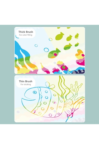 Geeksen 120x90cm Büyük Boy Çocuk Su Tablosu - Temiz Su İle Çizim, Yeniden Kullanılabilir, Eğitici Oyuncak, Tam Set C 47"x35" Çok Renkli