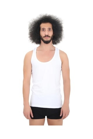 Cnt Erkek Ribana Atlet 6'lı Full Likralı Rambo Sporcu Atlet Beyaz Beyaz