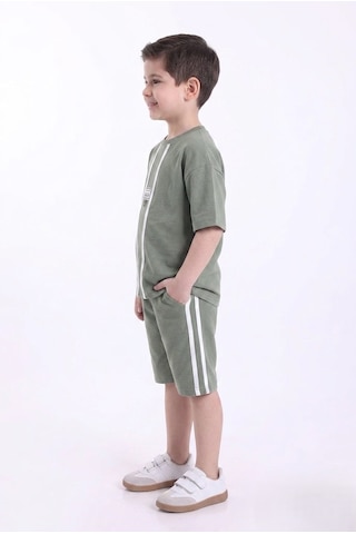 Mnk Baby & Kids Erkek Çocuk Baskılı Oversize Kısa Kollu Şortlu 2li Takım M00843 Yeşil