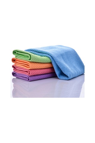 Teltree Mikrofiber Cam Temizleme Havluları - Yüksek Su Absorpsiyonu, Yüzük Desenli, 40x30 Cm, 5 Adet Paket Diğer