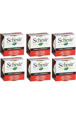 Schesir Ton Balıklı Karidesli Jöleli Kedi Konservesi 85Gr X6 ADET