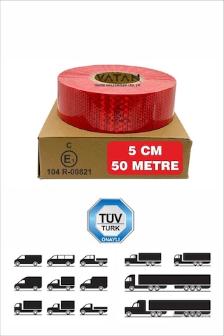 Reflektif Reflektiv Şerit Bant Reflektör 50 Metre Tüvtürk Uyumlu (548480198)