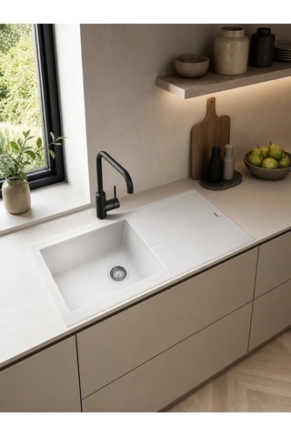 Stone Tek Göz Granit Evye Beyaz 100x50 115330005