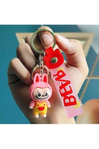 Novahub 2 Adet Küçük Arka Kayış Pantolon Labubu Koyun Çanta Anahtarlığı Kolye Kör Kutu Red, Çinko Alaşım, Açık Sarı Altın Renk, Moda Dekorasyon