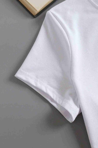 Merry See Pamuklu Yumuşak Dokulu Kısa Kol Bisiklet Yaka Bluz Crop Beyaz 001