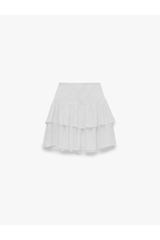 Koton Gipeli Viskon Crinkle Katlı Mini Etek Beyaz 6sal70017ıw