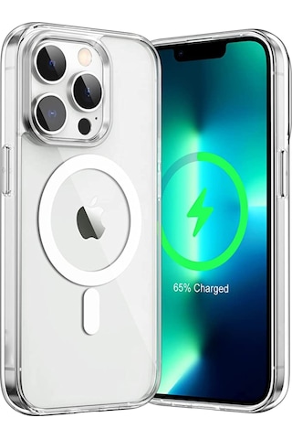 Apple Uyumlu iPhone 13 Pro Kılıf Magsafe Kablosuz Şarj Destekli Şeffaf Silikon Kılıf