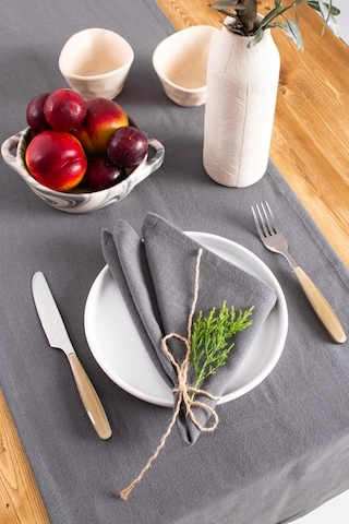 Wellstil Premium Keten Peçete 6'lı 40 x 40 Gri