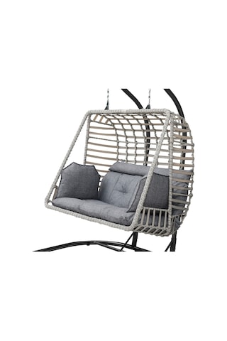 Tu Tienda Çift Kişilik Rattan Salıncak Gri