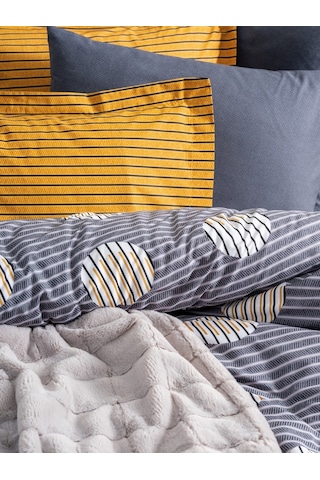Cotton Box Çift Kişilik Trim Battaniyeli Nevresim Takımı Smooth Gri