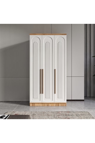 Flora 3 Kapaklı Komple Mdf Gardırop - Elbise Dolabı