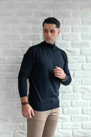 Brng Yarım Balıkçı Slimfit Likralı Erkek Kazak Lacivert