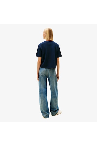 Tommy Hilfiger Boxy Tommy Applique Kadın Mavi T-shirt Dw0dw22563 Mavi