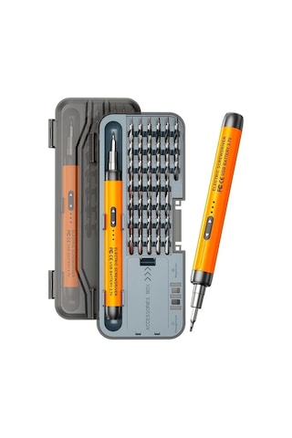 Xuweiwei 46 İn 1 Mini Sessiz Kablosuz Şarj Edilebilir Lityum Pil Usb Elektrikli Tornavida Seti Turuncu Ev Tamiri Devre Kartı Bilgisayar Telefon İçin