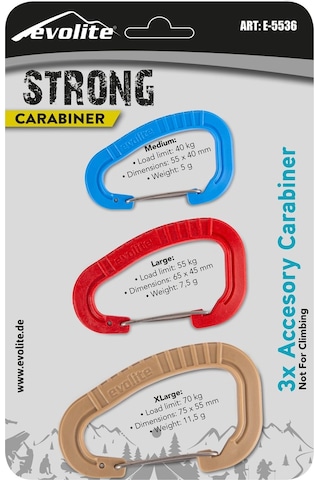 Evolite Strong 3'lü Karabina Seti  Bej/Kırmızı/Mavi Çok Renkli