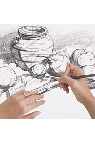 Kara Kalem Çizim Seti, Eskiz Kalem Seti, Dereceli Kalem Set, Tonlama-rulo Kalemlikli-34 Parça