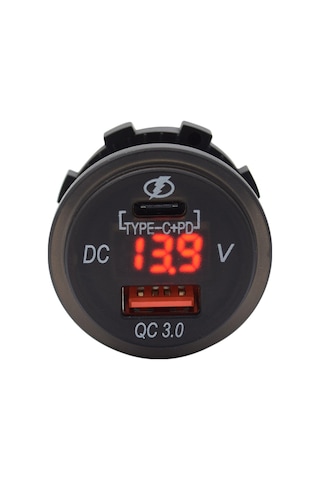 Singree 12/24v Dc Çift Usb Şarj Cihazı - Qc3.0 + Type-c Pd, Su Geçirmez, Led Göstergeli, Araba/motosiklet/boat İçin