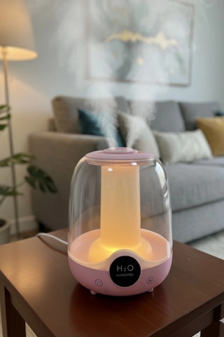 Glr K07 Pembe Çift Spreyli Ultrasonik Sessiz Hava Nemlendirici Ve Gece Lambası 3l Kapasite