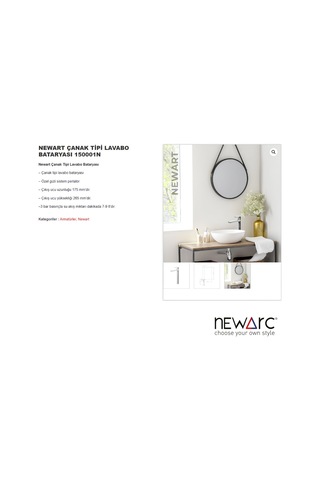 Newarc Newart-Çanak Tipi Lavabo Bataryası 150001N