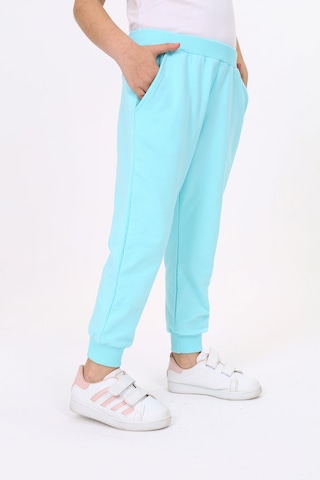 Toontoy Kız Çocuk Beli Paçası Ribanalı Cepli Basic Jogger Eşofman Altı 2 İplik Su Yeşili