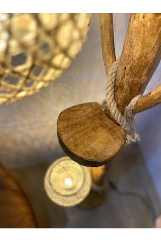 ArtAğaçTasarım Ağaç Lambader Doğal Kütük Köşe Aydınlatma Ahşap Amasya Serisi Jüt