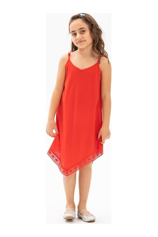 Çağla Şile Bezi Kız Çocuk Elbise Kırmızı Krmz