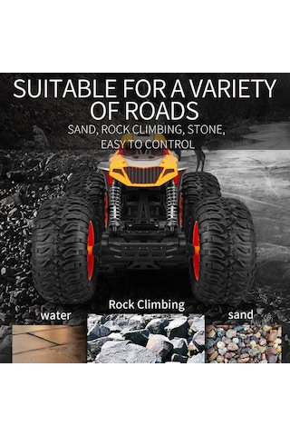 Kumandalı 33 Cm Dev Off-road Araba 15km/h Hızlı, Şarjlı, 2.4ghz Rc Tırmanıcı Arazi Aracı 9030-3f - Turuncu