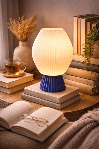 Neolab Lumina Fluted Masa Lambası Beyaz - Lacivert Çok Renkli