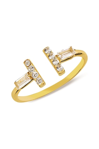 Goldkupe 14 Ayar Altın Baget Taşlı Ayarlanabilir Yüzük 1,22 Gr-6417