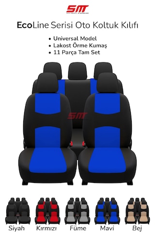 Ecoline Serisi Universal Oto Koltuk Kılıfı Mavi