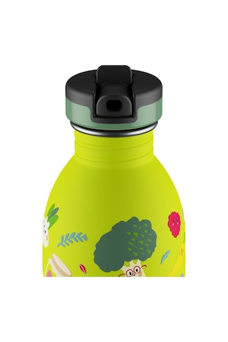 Kids Bottle Veggie Friends Pipetli Paslanmaz Çelik Çocuk Su Matarası 500 Ml Sarı