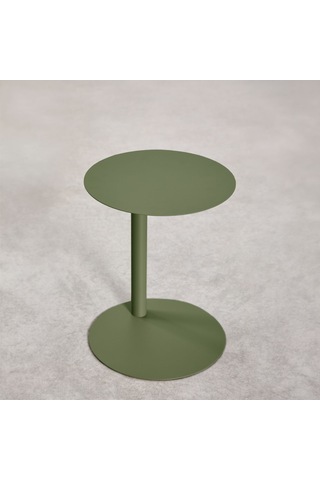 Paledin Design Magna Yan Sehpa Modern Yuvarlak Çelik Koltuk Yanı Sehpası Granit Grisi 40x40x50 Cm Yeşil