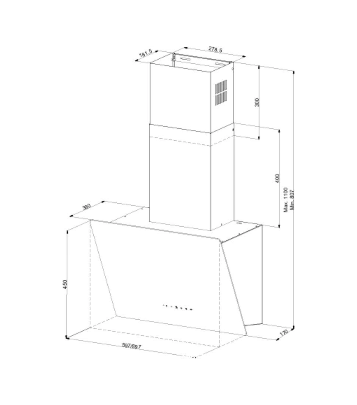 Narte H30060B Sessiz Duvar Tipi Davlumbaz