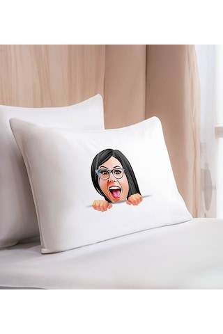 Bk Gift Kişiye Özel Karikatür Tasarımlı Pamuklu Yastık Kılıfı-3 50x70cm , Sevgiliye , Ev si, Tasarım Ev Tekstili