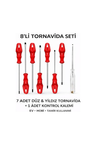 Senbang 7 Li Tornavida Seti Düz & Yıldız Tornavida + Kontrol Kalemi Ev Ve Hobi Kullanımı -