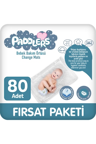 Paddlers Bebek Bakım Örtüsü 60x60 cm 80 Adet (8 Paket x 10’lu) Yatak Koruyucu