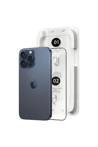 Fulltech Magicbox iPhone Uyumlu 15 Pro Premium Tempered Glass Aparatlı Ekran Koruyucu - Clear