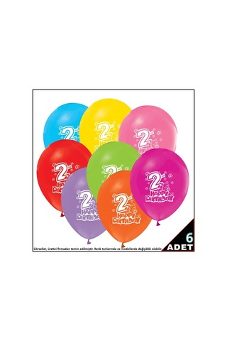 2. Yaş Doğum Günü Pastel Balon, 30 CM X 6 Adet