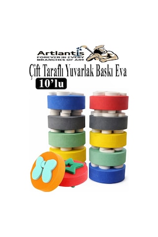 Eva Sünger Baskı Seti 10 Lu Çift Yönlü Yuvarlak 1 Paket 20 Çeşit Baskı Eva Şekilli Sünger Boya Damga Okul Öncesi Kreş