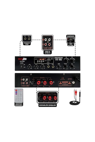 Lastvoice Black Large Paket-4 Hoparlör ve Anfi Anons Ses Sistemi